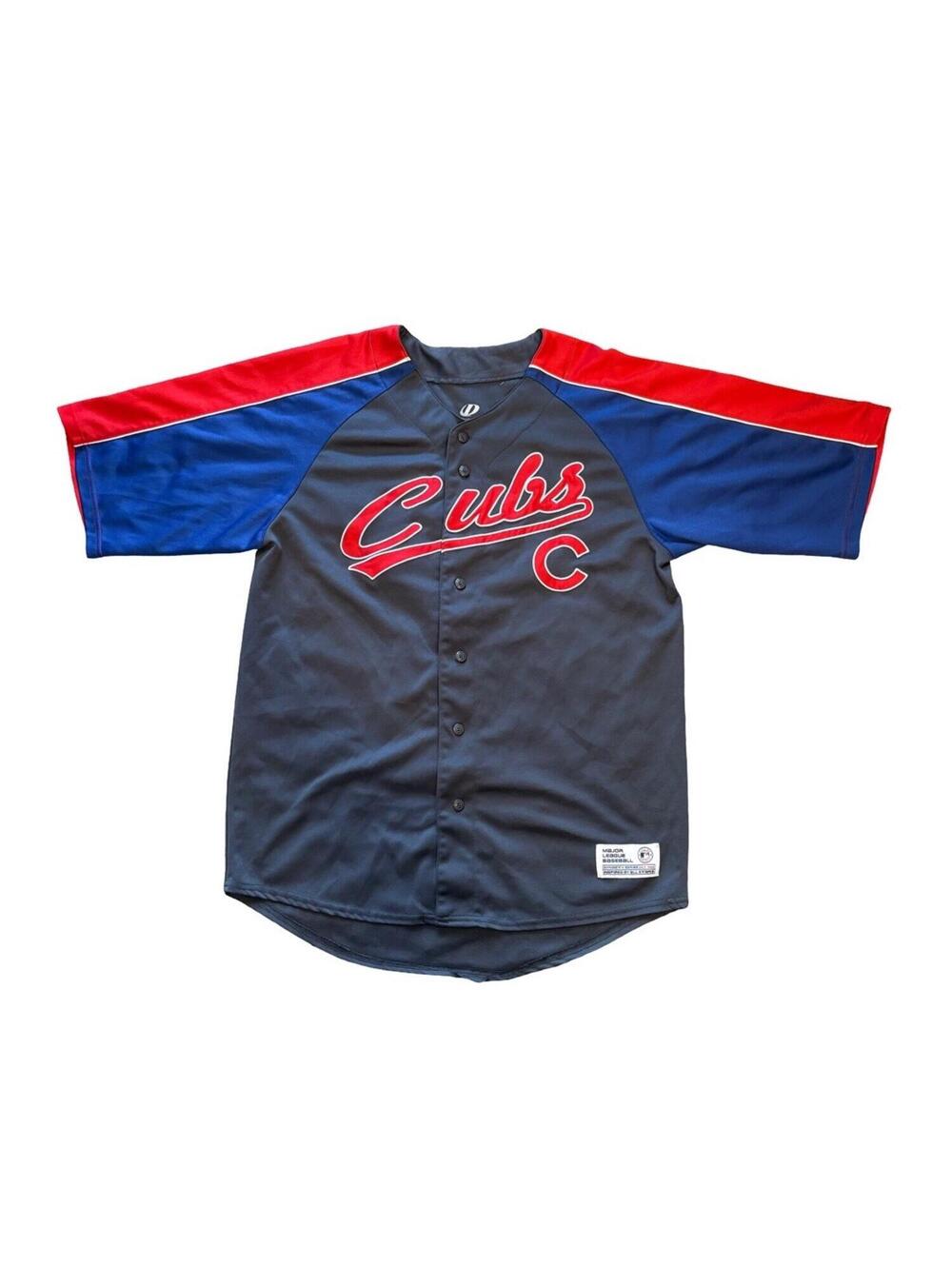 Dynasty MLB Chicago Cubs Embroidered Gray Jersey Button Shirt Men’s Size Large